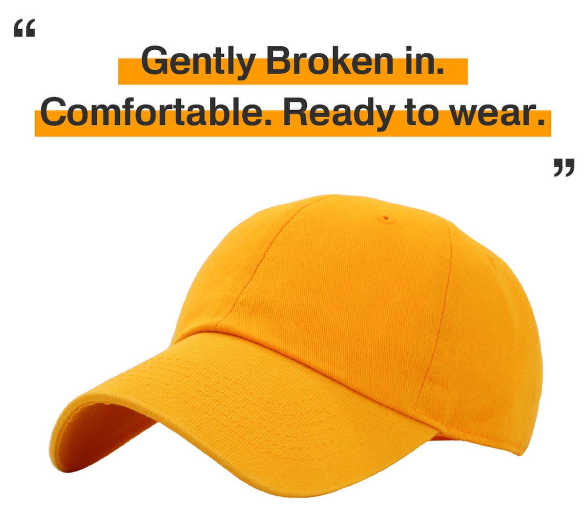 Gold Low Profile Baseball Caps Front Side View
